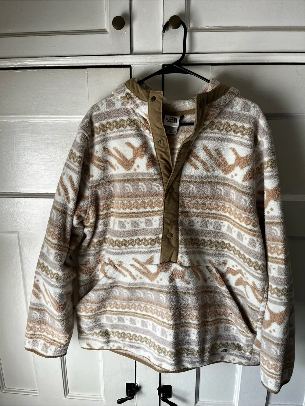The North Face - Fair Isle Logo Print Fleece Hoodie - Size XL